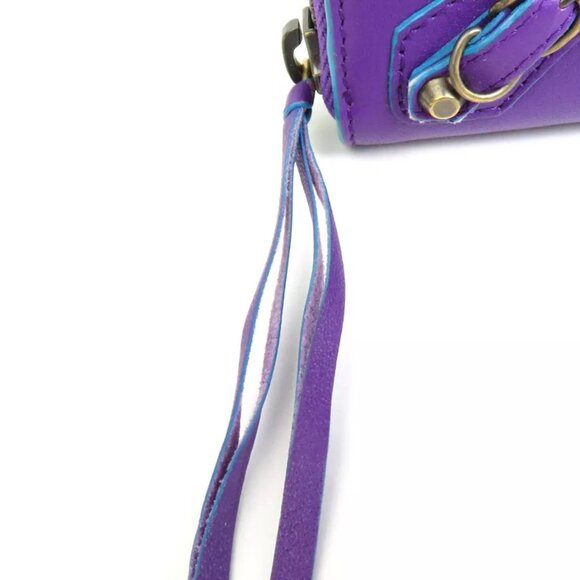 Auth BALENCIAGA Zip Around Long Wallet Purple - Picture 6 of 10